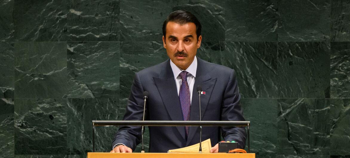 أمير قطر يدعو إلى إقامة نظام أمن جماعي في الخليج وفتح مضيق هرمز