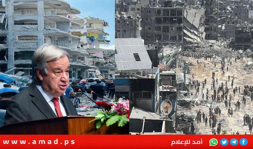 غوتيريش يدعو إلى "وقف دائم" لإطلاق النار ودخول المساعدات إلى غزة