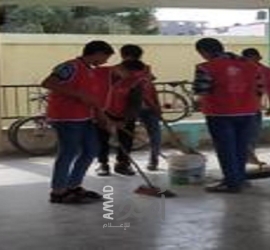 لجان الطلبة الثانويين ينظم حملة تنظيف لمرافق مدرسة مهدية الشوا الثانوية شمال القطاع