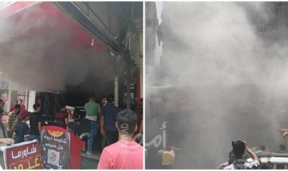 الدفاع المدني يسيطر على حريق اندلع في مطعم للشورما شمال القطاع
